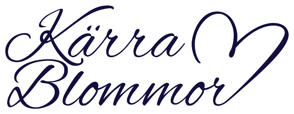 Kärra Blommor, logotypen i skrivstil med det handmålade hjärtat